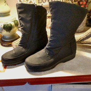 Toe Warmers Canada On The Go Black Mid Calf Winter Boots Side Zip Waterproof  9